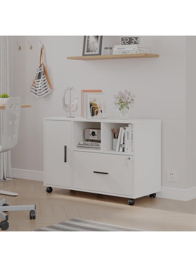 Panana Office File Cabinet with Lock (White) - Image 5